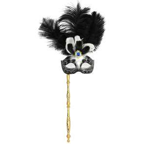 Fantasia Feather Stick Mask: Black