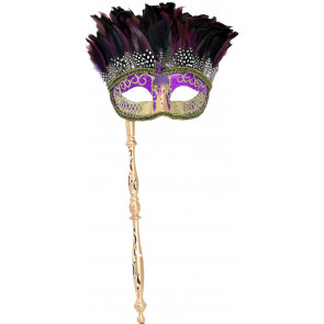 Purple Feathertop Princess Mask on Stick