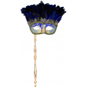 Blue Feathertop Princess Mask on Stick