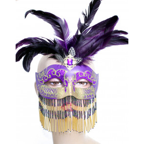 Beaded Purple & Gold Princess Mask