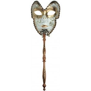 Venetian White Gold Stick Mask