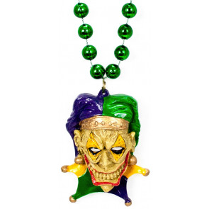 Pirate Skull New Orleans Mardi Gras Bead Necklace Dagger Fish Eye Patch 