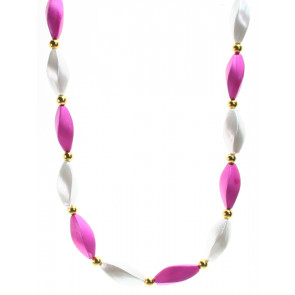 Satin Swirls Necklace: Pink & White