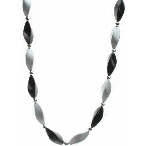 Satin Swirls Necklace: Black & Silver