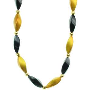 Satin Swirls Necklace: Black & Gold