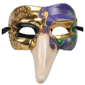 Pulcinella Mask: Mardi Gras Colors