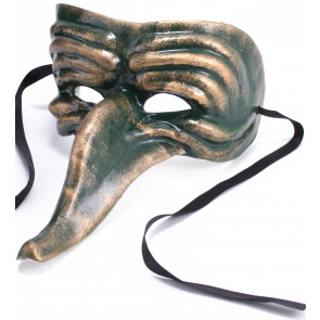 Zanni Mask: Green & Gold