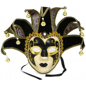 Velvet Elegance Jester Mask: Black