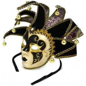 Velvet Elegance Jester Mask: Black