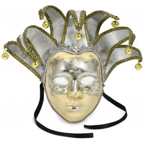 Velvet Elegance Jester Mask: Silver