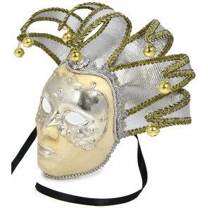 Velvet Elegance Jester Mask: Silver