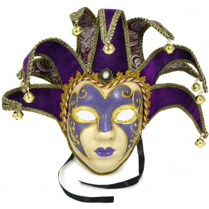 Velvet Elegance Jester Mask: Purple