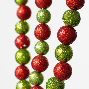 Beaded Glitter Ball Spray: Red & Lime (25