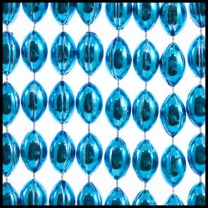 Football Shape Beads 36" Metallic Light Blue