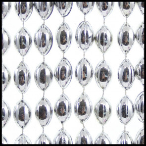 Football Shape Beads 36" Metallic Silver