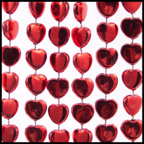 14mm Heart Beads 38" Metallic Red