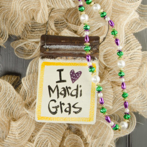 Reclaimed Tin Sign: I Love Mardi Gras (5