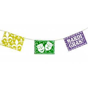 Mardi Gras Picado Style Pennant Banner (8" x 12')