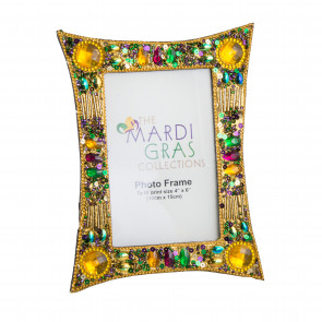 Mardi Gras Gold Jewel Glitter Frame (4" x 6")