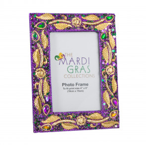 Mardi Gras Purple Jewel Leaf Frame (4" x 6")