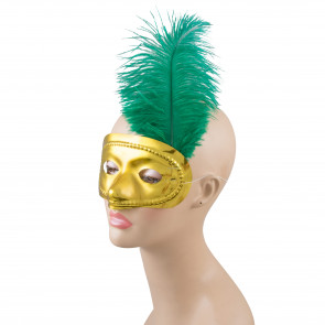 PGG Metallic Half Masks w/ Feather Plume (Pack of 50)