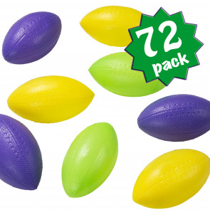 4" Plastic Footballs: Purple, Green, Yellow (72)