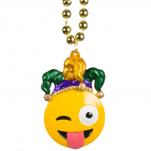 10mm 33" Emoji Bead: Winking Tongue Jester
