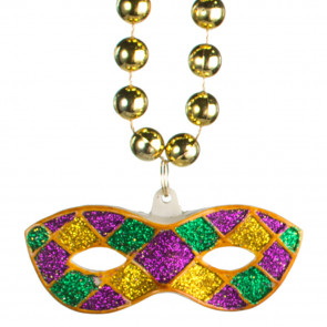 Glittered Harlequin Mask Necklace