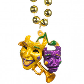 Comedy Tragedy Masks Trumpet Necklace