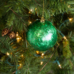 100MM Feather Smooth Ball Ornament: Green