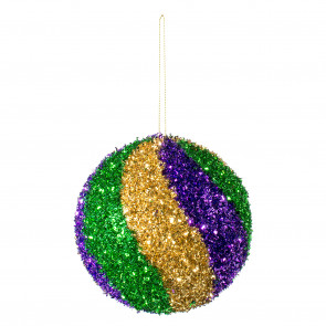 120MM Glitter Swirl Ball Ornament: Mardi Gras Tinsel