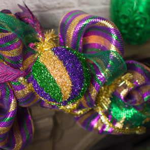 120MM Tinsel Swirl Ball Ornament: Mardi Gras