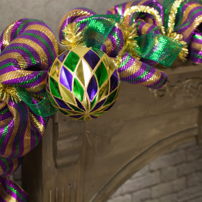 150MM Harlequin Ball Ornament: Mardi Gras