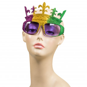 Metallic Glitter Crown Sunglasses: Mardi Gras