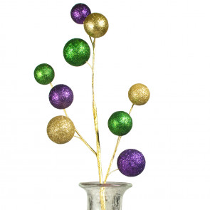 21" Glittered Ball Spray: Purple, Green, Gold