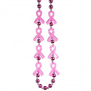Hand-Strung Pink Ribbon Awareness Necklace