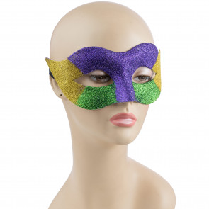 Contoured Plastic Mardi Gras Glitter Eye Mask