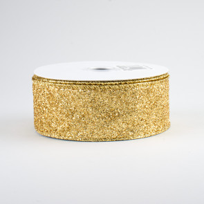 1.5" Glitter On Metallic Ribbon: Gold (10 Yards)