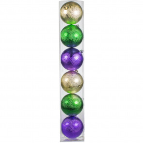 3.5" Textured Ball Ornament: Mardi Gras (6)