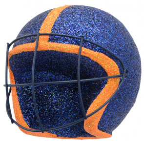 Football Helmet Ornament: Blue & Orange (4