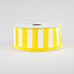 1.5" Medium Stripe Ribbon: Yellow & White (10 Yards)