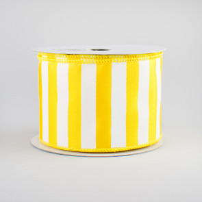 2.5" Medium Stripe Ribbon: Yellow & White (10 Yards)