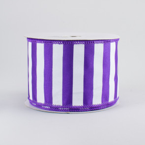 2.5" Medium Stripe Ribbon: Purple & White (10 Yards)