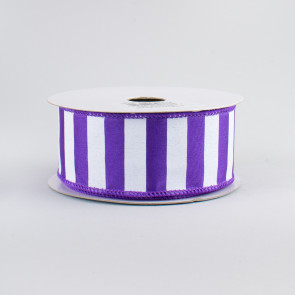 1.5" Medium Stripe Ribbon: Purple & White (10 Yards)