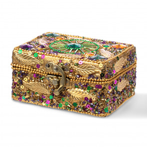 Mardi Gras Gold Jewel Leaf Box (4" x 3")