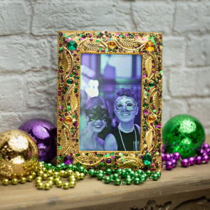  Mardi Gras Gold Jewel Leaf Frame (4