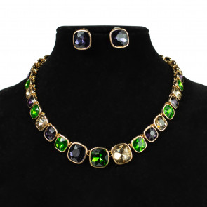 10" Mardi Gras Necklace & Earrings Set