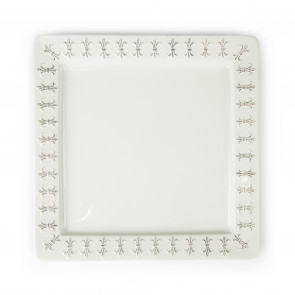 14" Square Serving Platter: Fleur de Lis