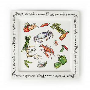 14" Square Serving Platter: First You Make A Roux
