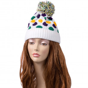 White With PGG Dots Knit Hat